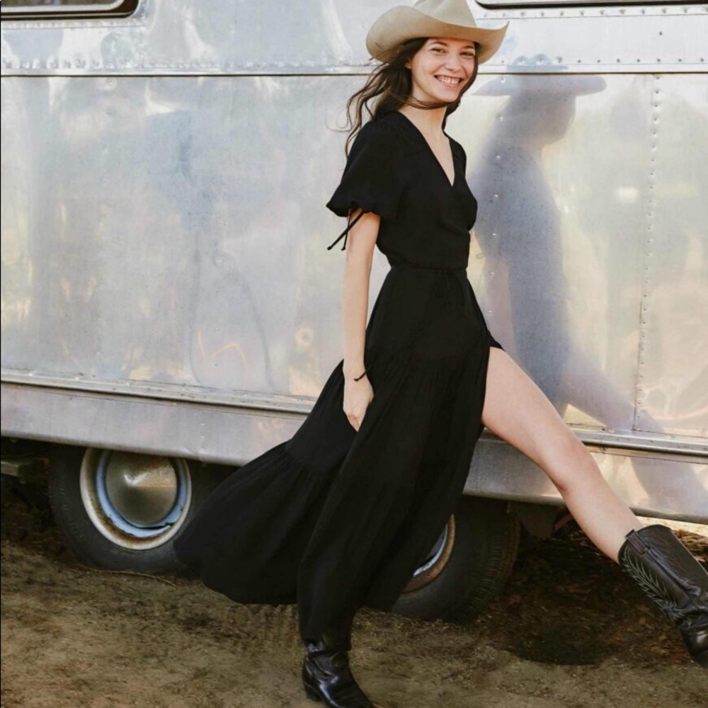 Christy Dawn Augusta Wrap Dress (black) NWOT XS